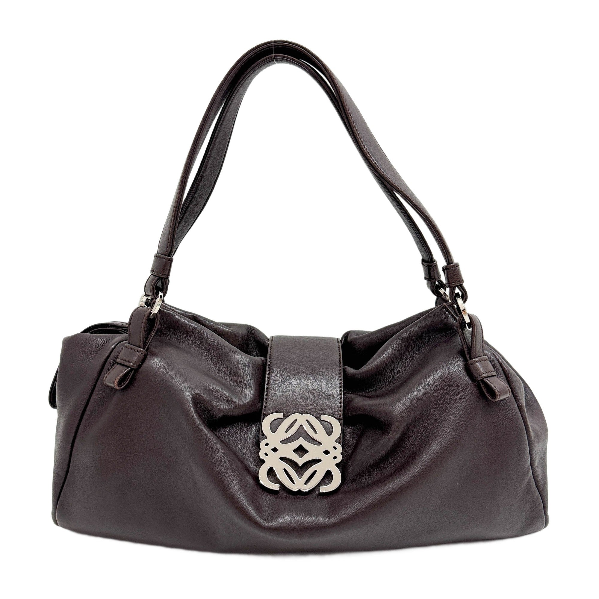 Anagram Brown Leather Shoulder Bag
