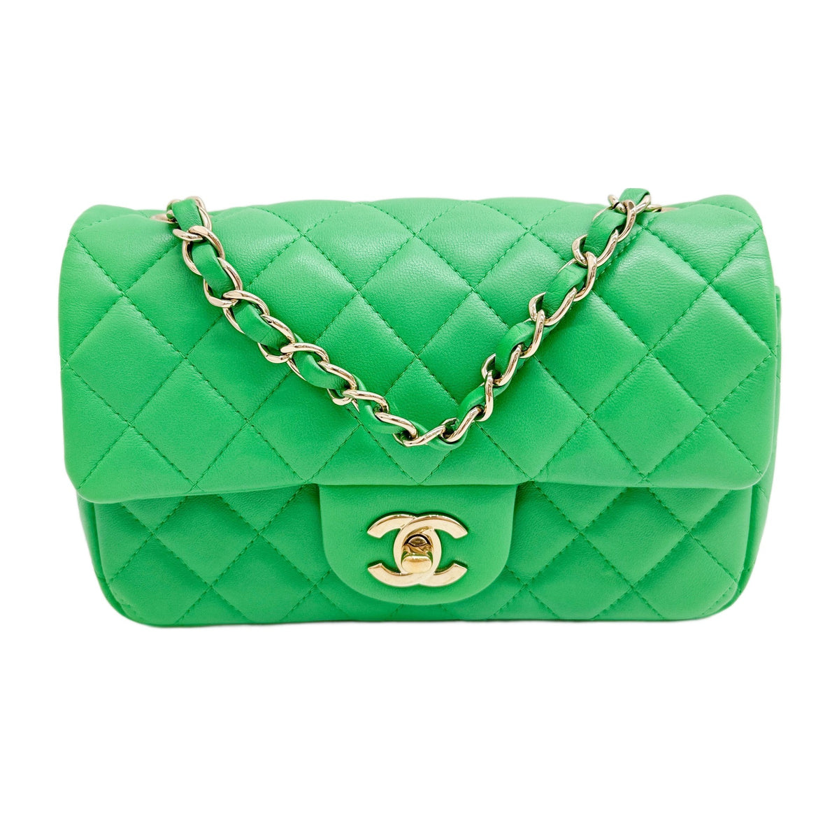 Rectangular Mini Classic Flap 2019 Matelasse Green Leather Shoulder Bag