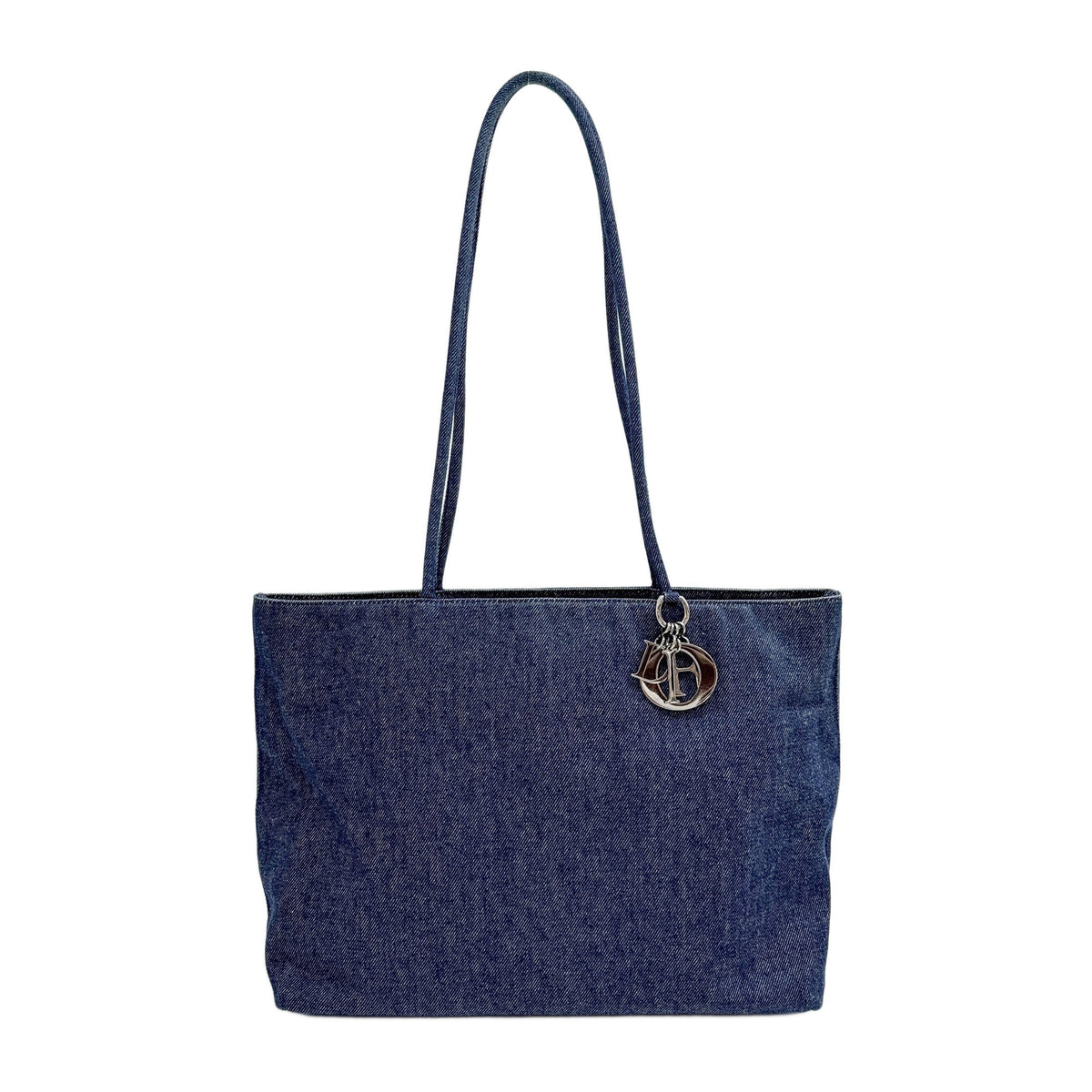 Silver Charm Navy Denim Tote Bag