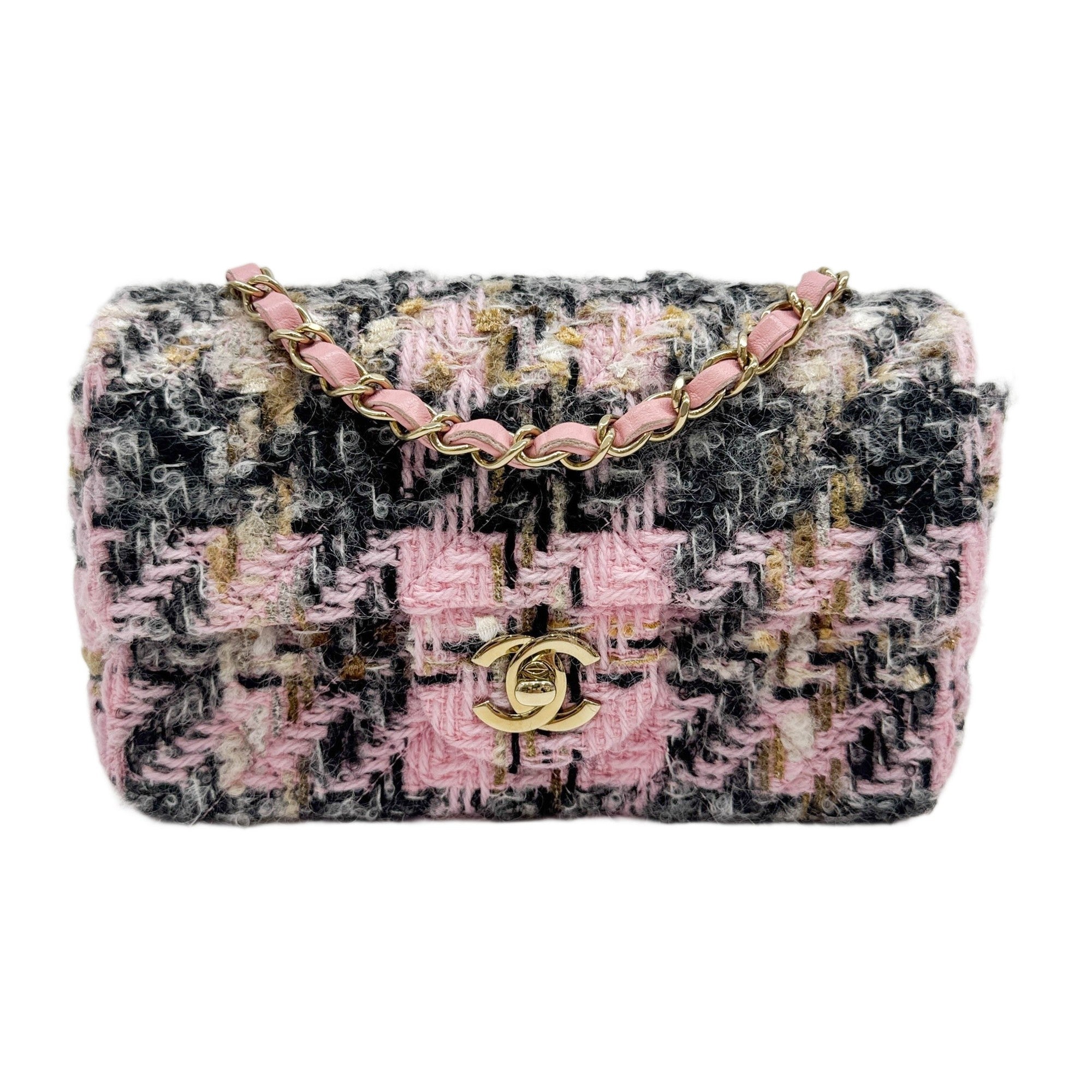 Rectangular Mini Classic Flap 2021-2026 Matelasse Multicolor Tweed Shoulder Bag