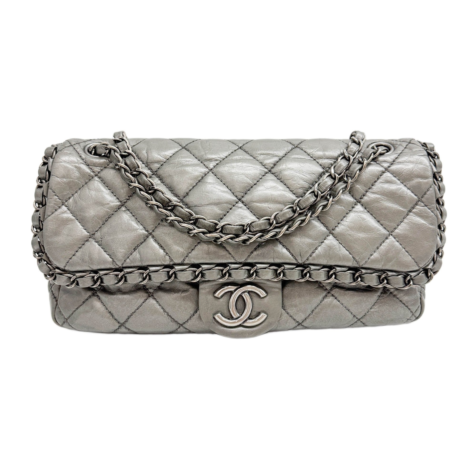 Chain Me Flap 2010-2011 Matelasse Silver Leather Shoulder Bag