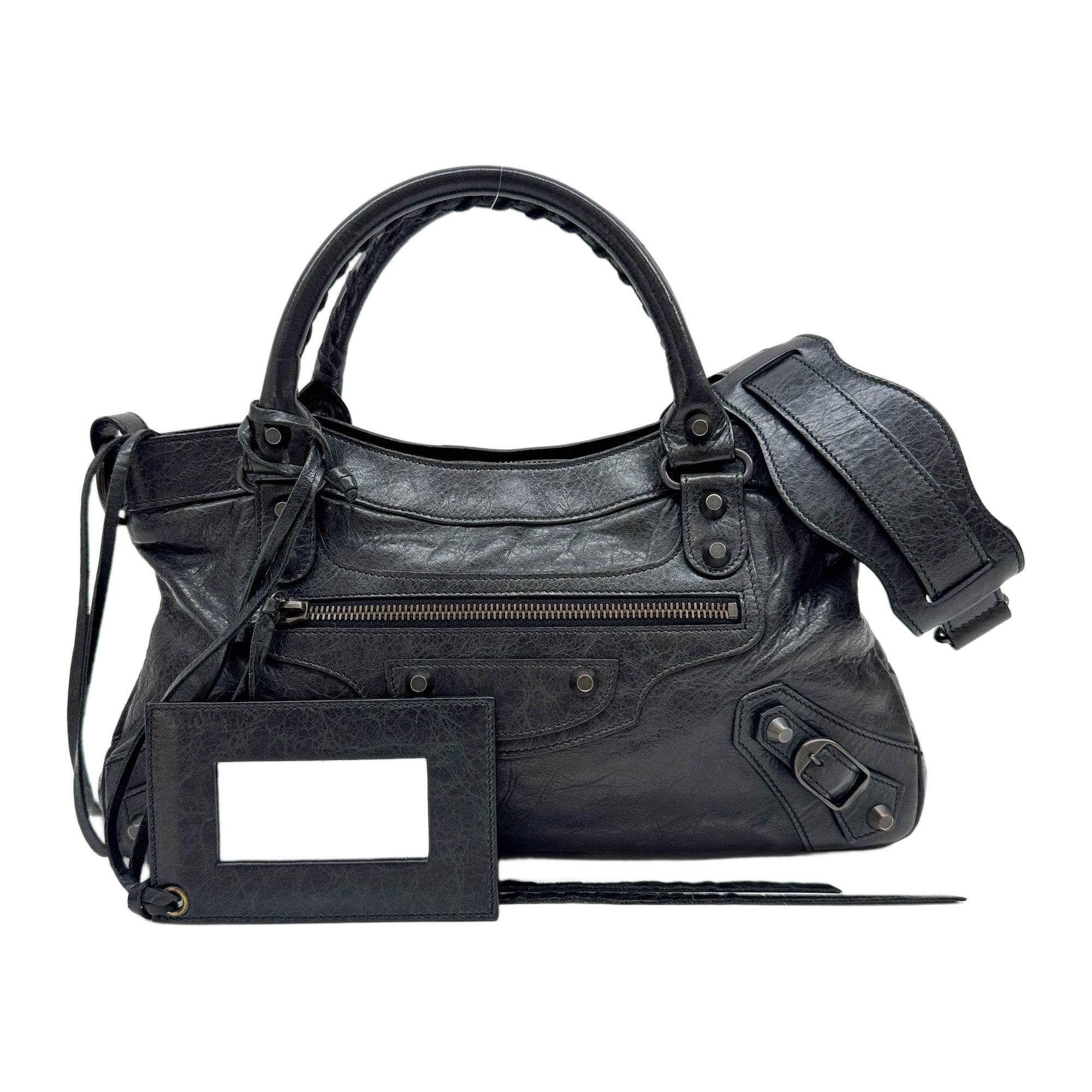 The First Black Leather Two Way Bag