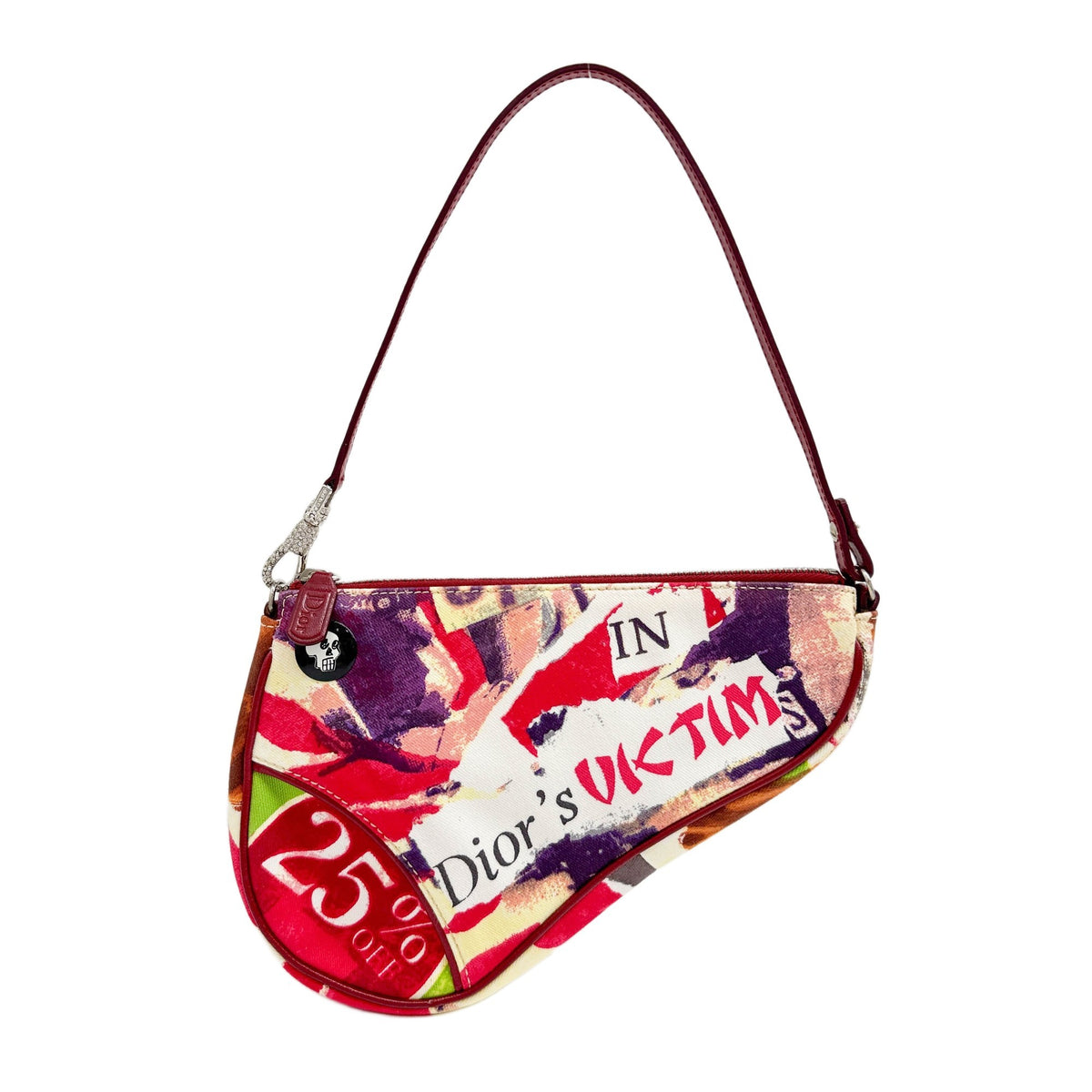 Saddle Pouch "Dior Victim" Multicolor Canvas Shoulder Bag