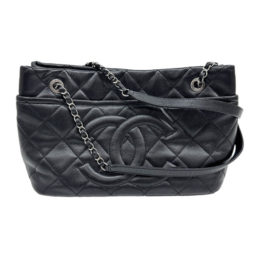 Timeless CC Soft Shopping 2012-2013 Matelasse Black Leather Tote Bag