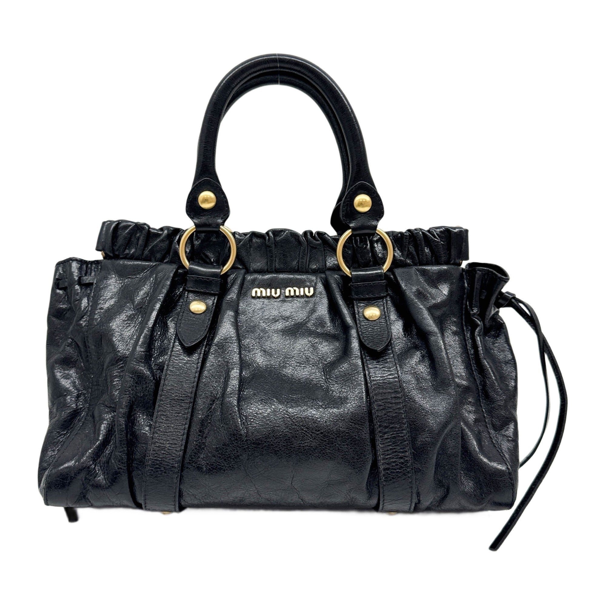 Vitello Black Leather Two Way Bag