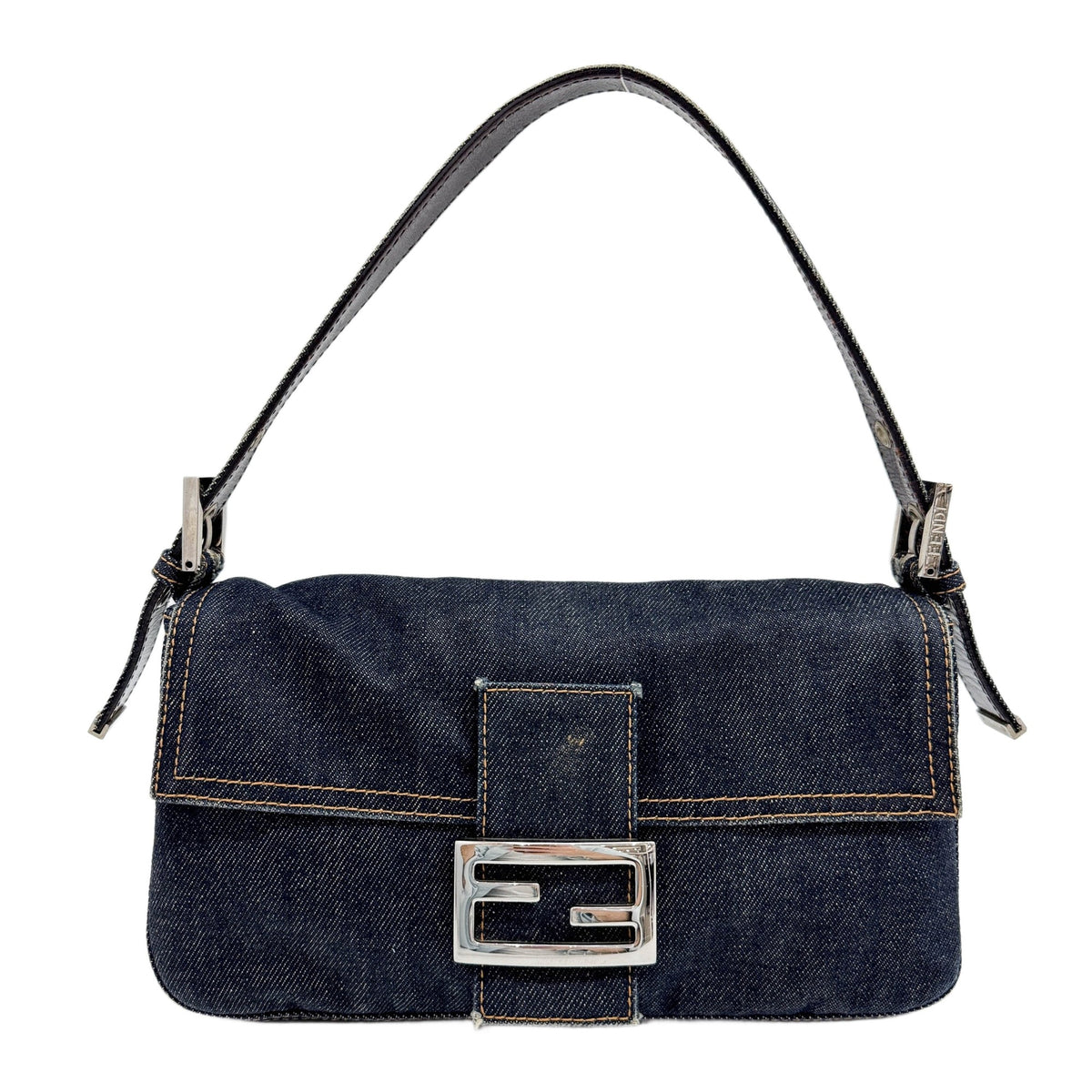 Baguette Blue Denim Shoulder Bag