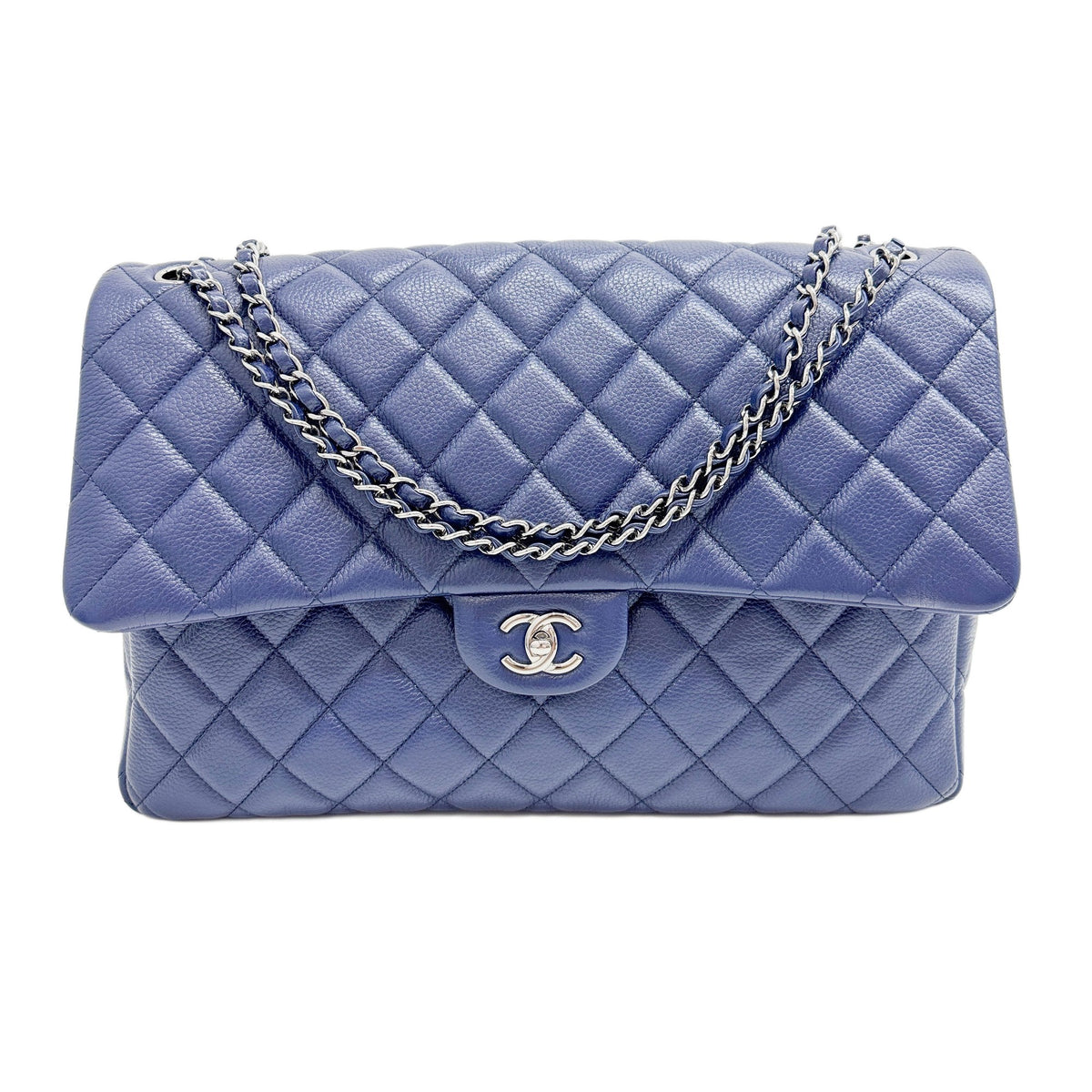 XXL Airline Flap 2021-2026 Matelasse Blue Leather Shoulder Bag