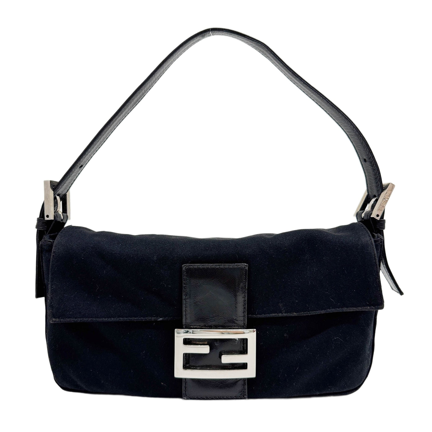 Baguette Black Neoprene Shoulder Bag