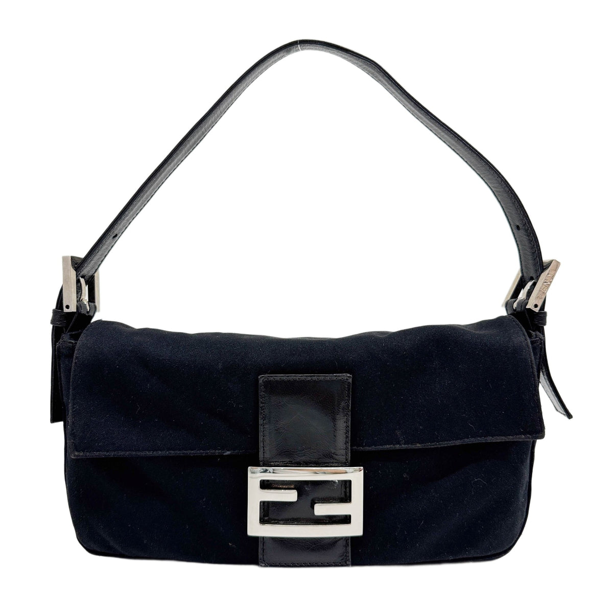 Baguette Black Neoprene Shoulder Bag