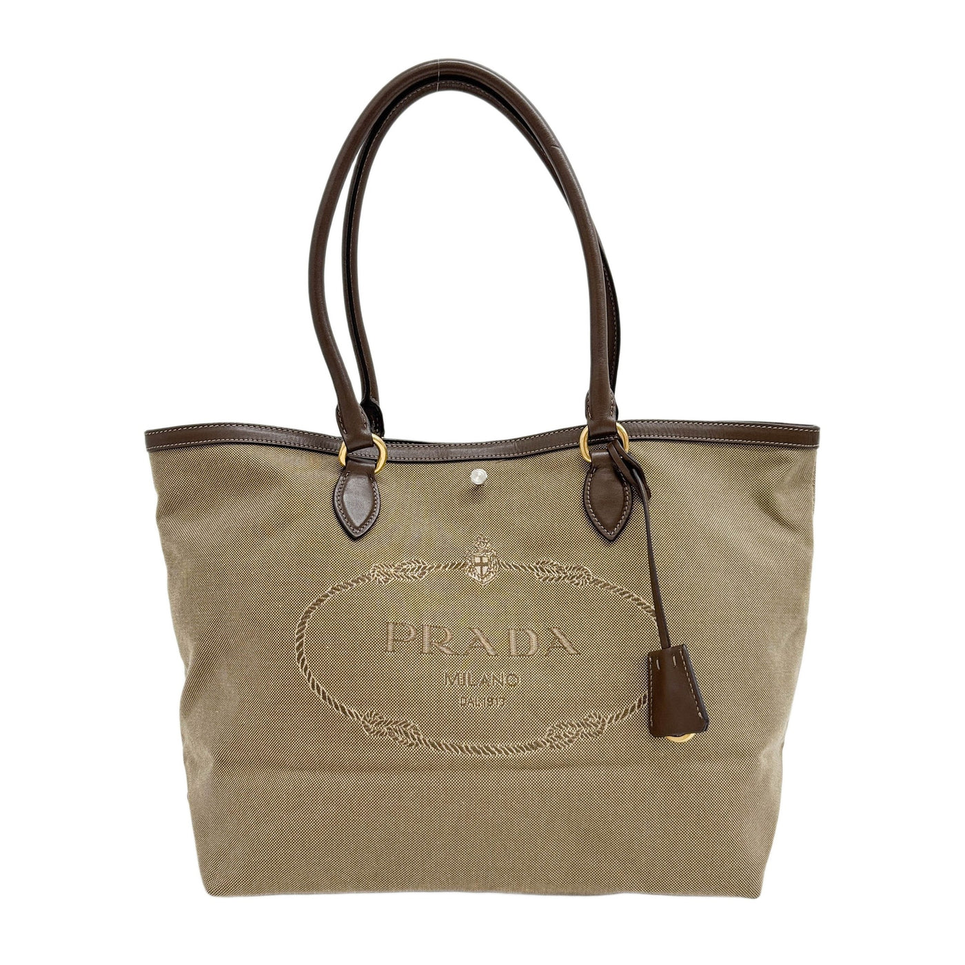 Jacquard Brown Cotton Tote Bag
