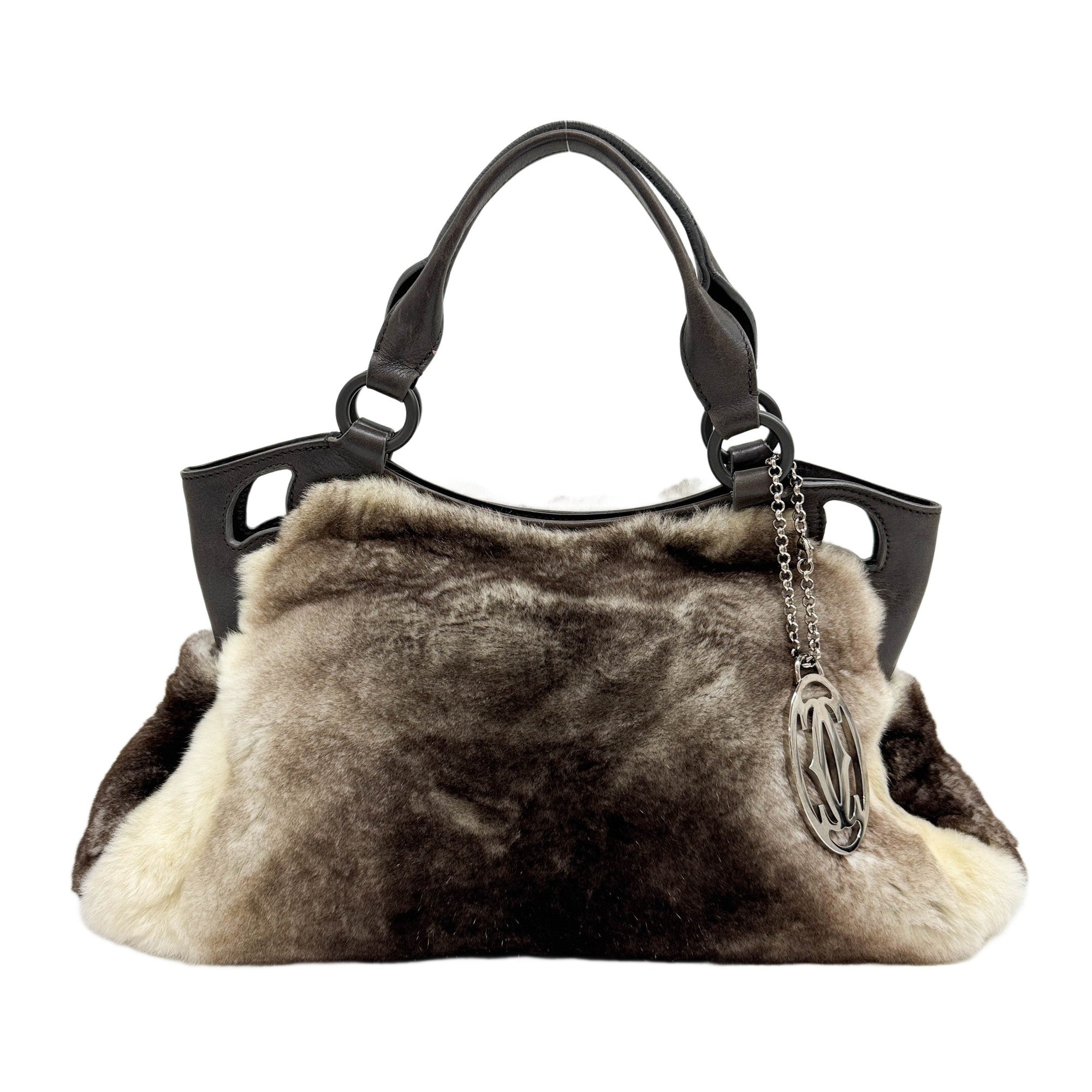 Marcello Brown Rabbit Fur Handle Bag