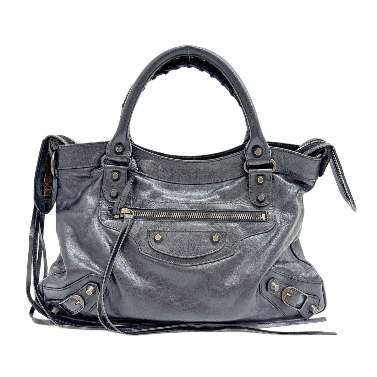 Town Anthracite Grey Leather Two Way Bag