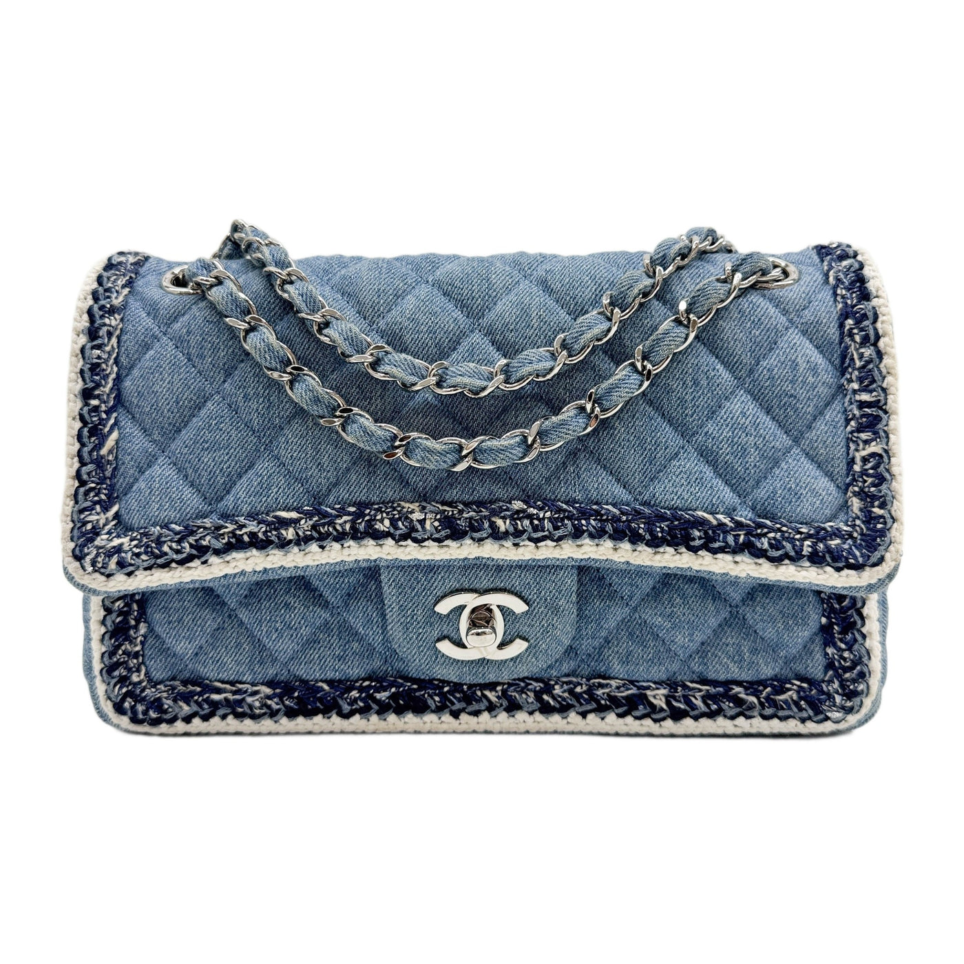 Classic Flap 2018-2019 Matelasse Blue Denim Shoulder Bag