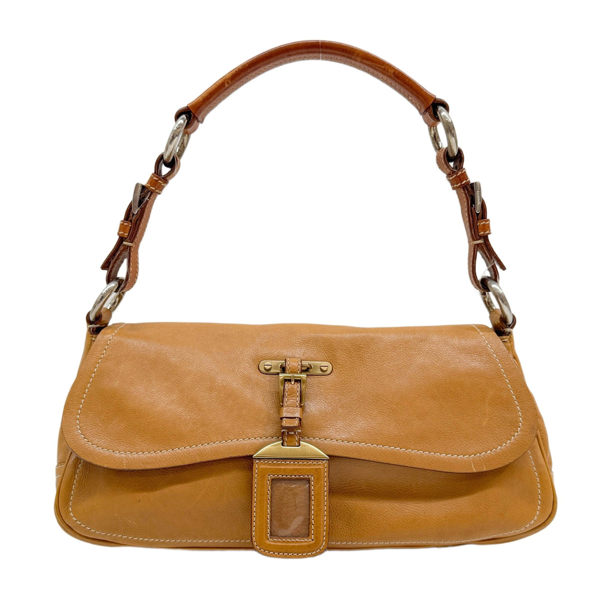 Camel Brown Leather Shoulder Bag