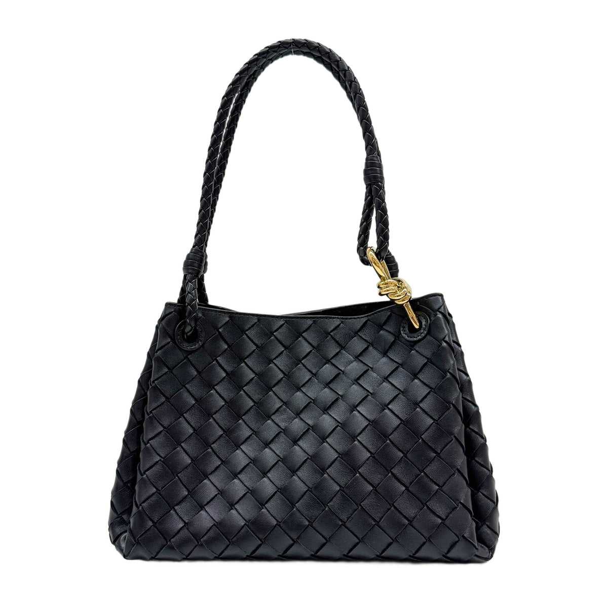 Parachute Intrecciato Black Leather Two Way Bag