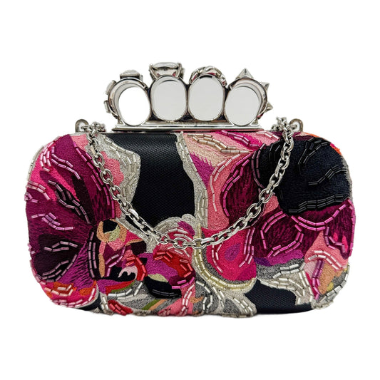 Knuckle Clutch Embroidered Beads Multicolor Mesh Two Way Bag