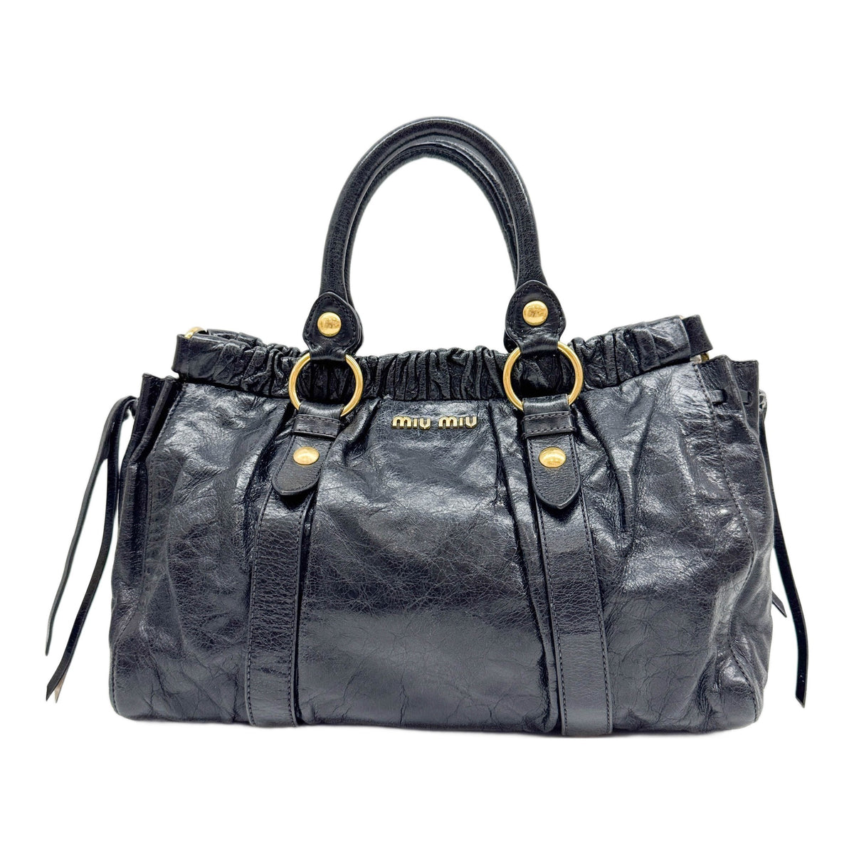 Vitello Black Leather Two Way Bag