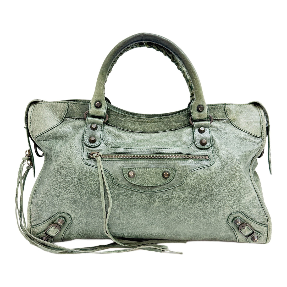 The City Green Leather Two Way Bag