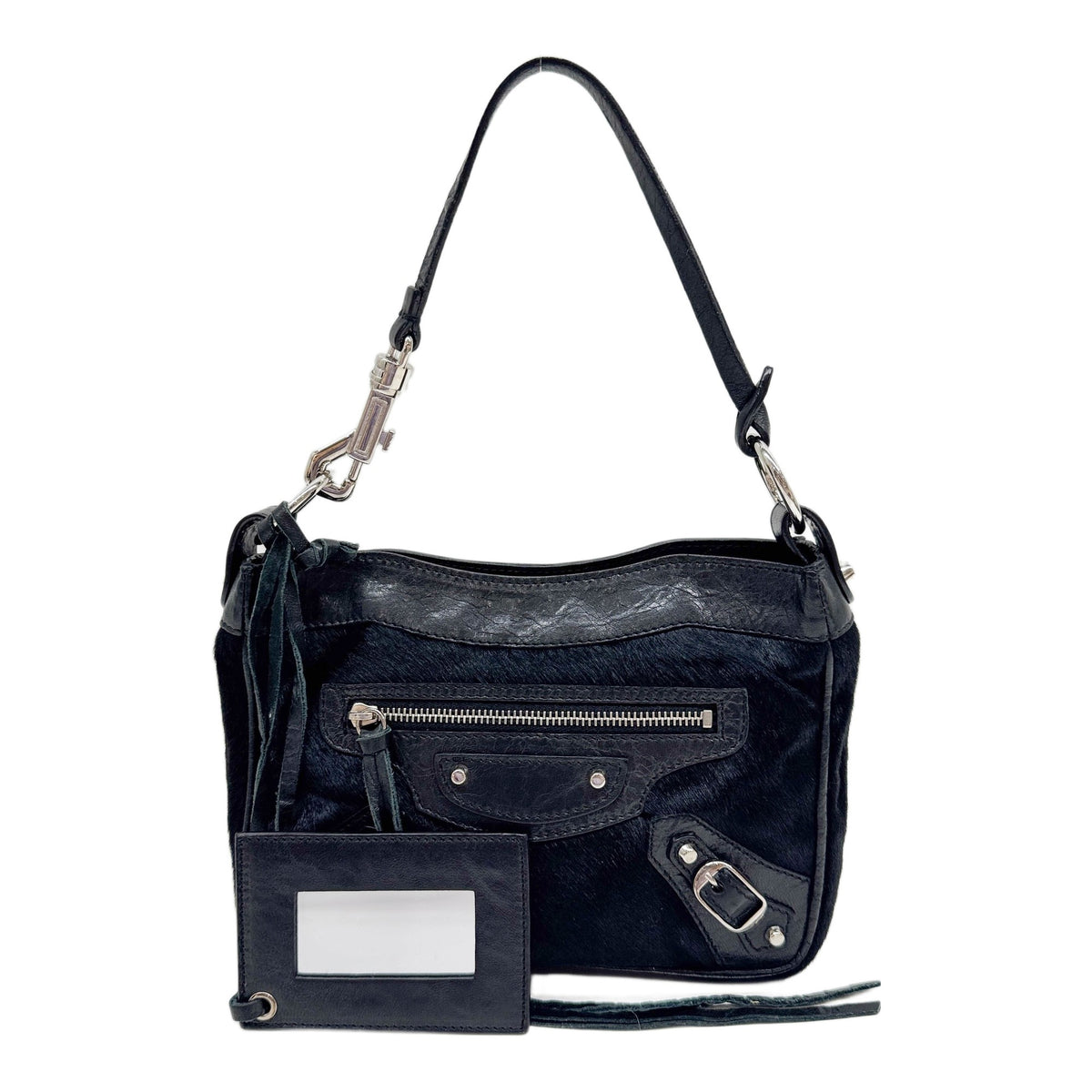 The Shoulder Black Pony Hair Pochette Bag