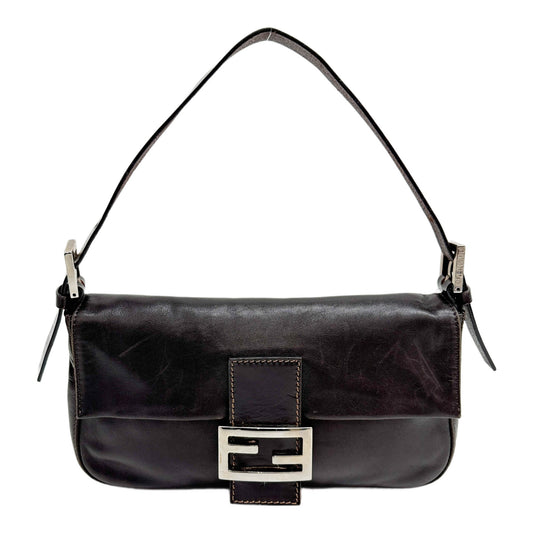 Baguette Dark Brown Leather Shoulder Bag