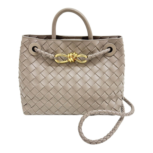 Small Andiamo Intrecciato Clay Grey Leather Two Way Bag