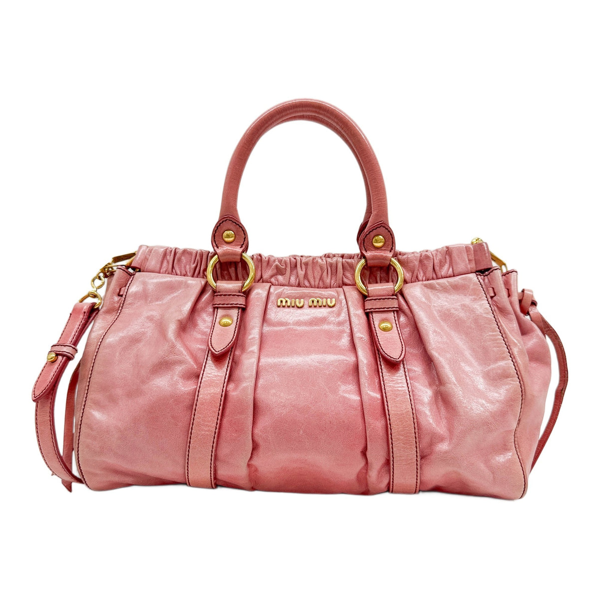 Vitello Pink Leather Two Way Bag