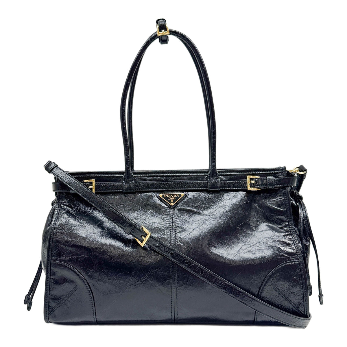 Large Bonnie Black Leather Two Way Bag