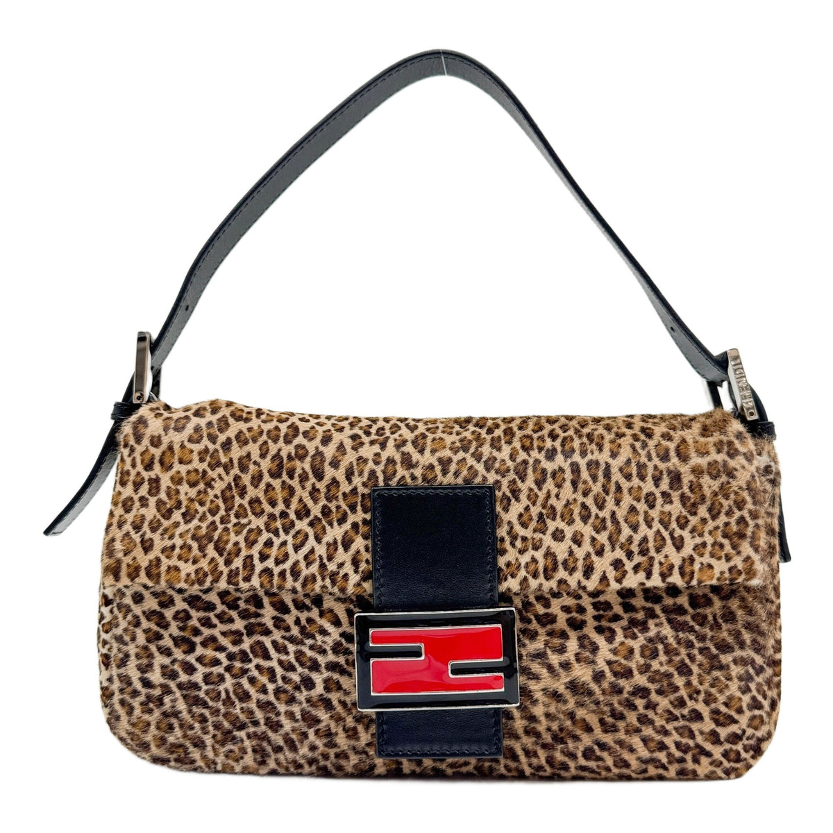 Baguette Brown Leopard Print Pony Hair Shoulder Bag