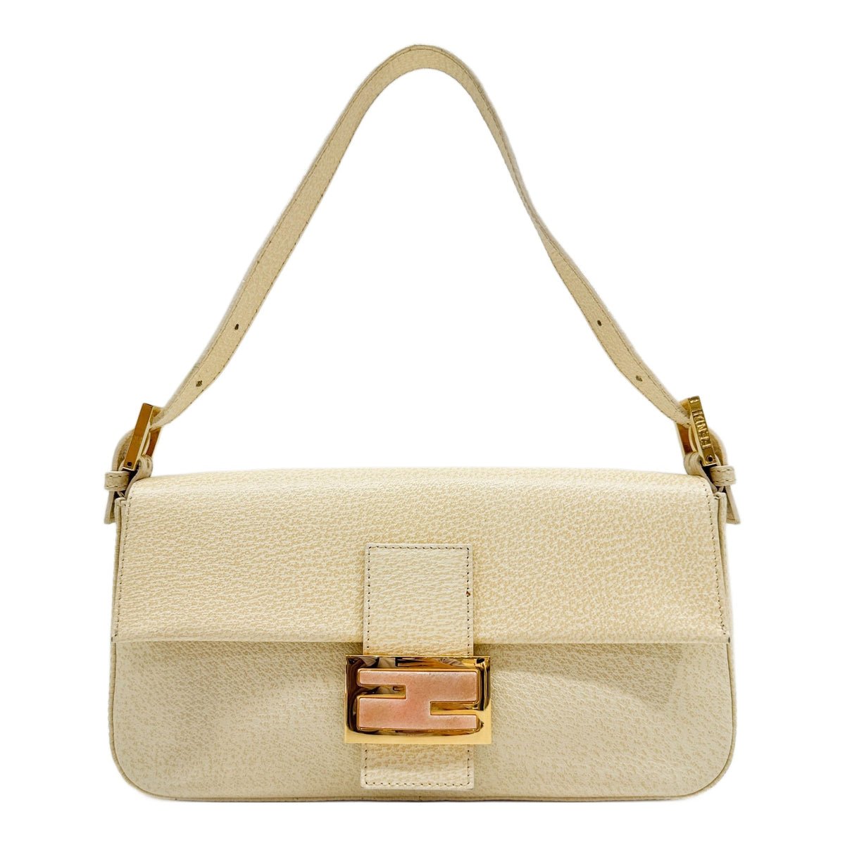 Baguette Beige Leather Shoulder Bag