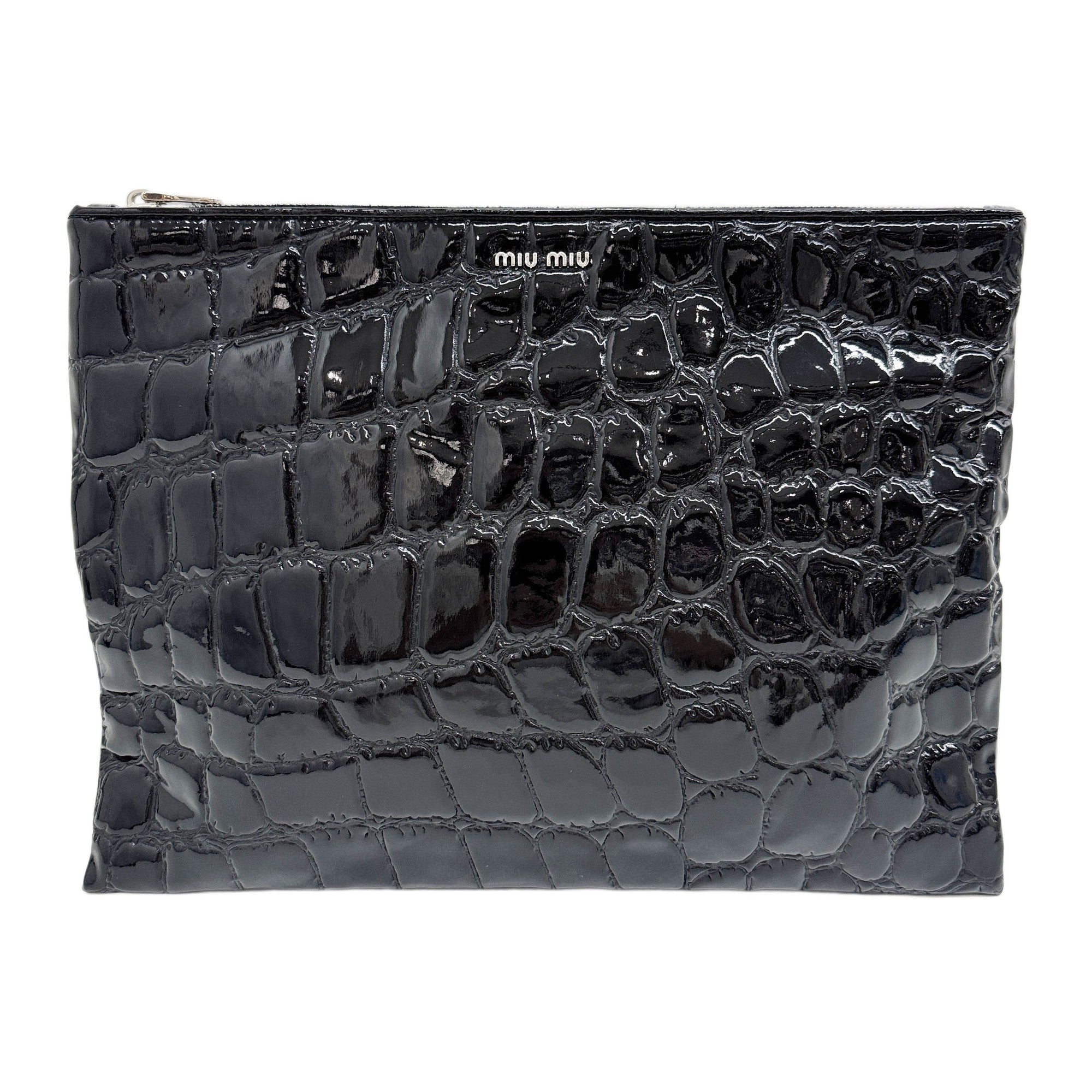 miu miu エナメル クロコダイル風 クラッチバッグ MIU MIU's Preloved Exquisite Treasures - HivePreloved.com – HIVE