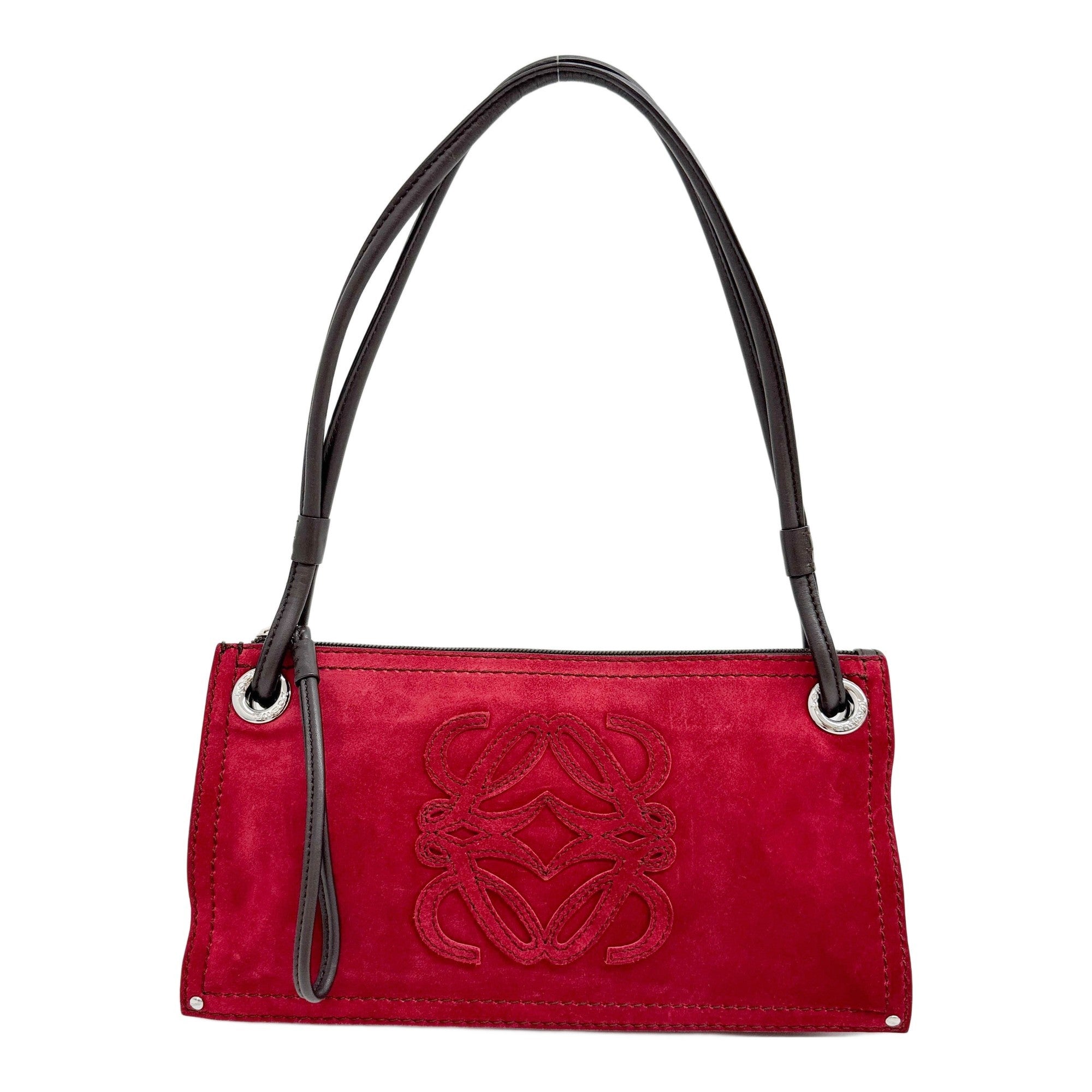 LOEWE Anagram Red Suede Shoulder Bag – HIVE PRELOVED