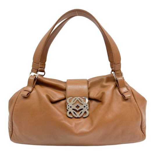 Anagram Clasp Brown Leather Shoulder Bag