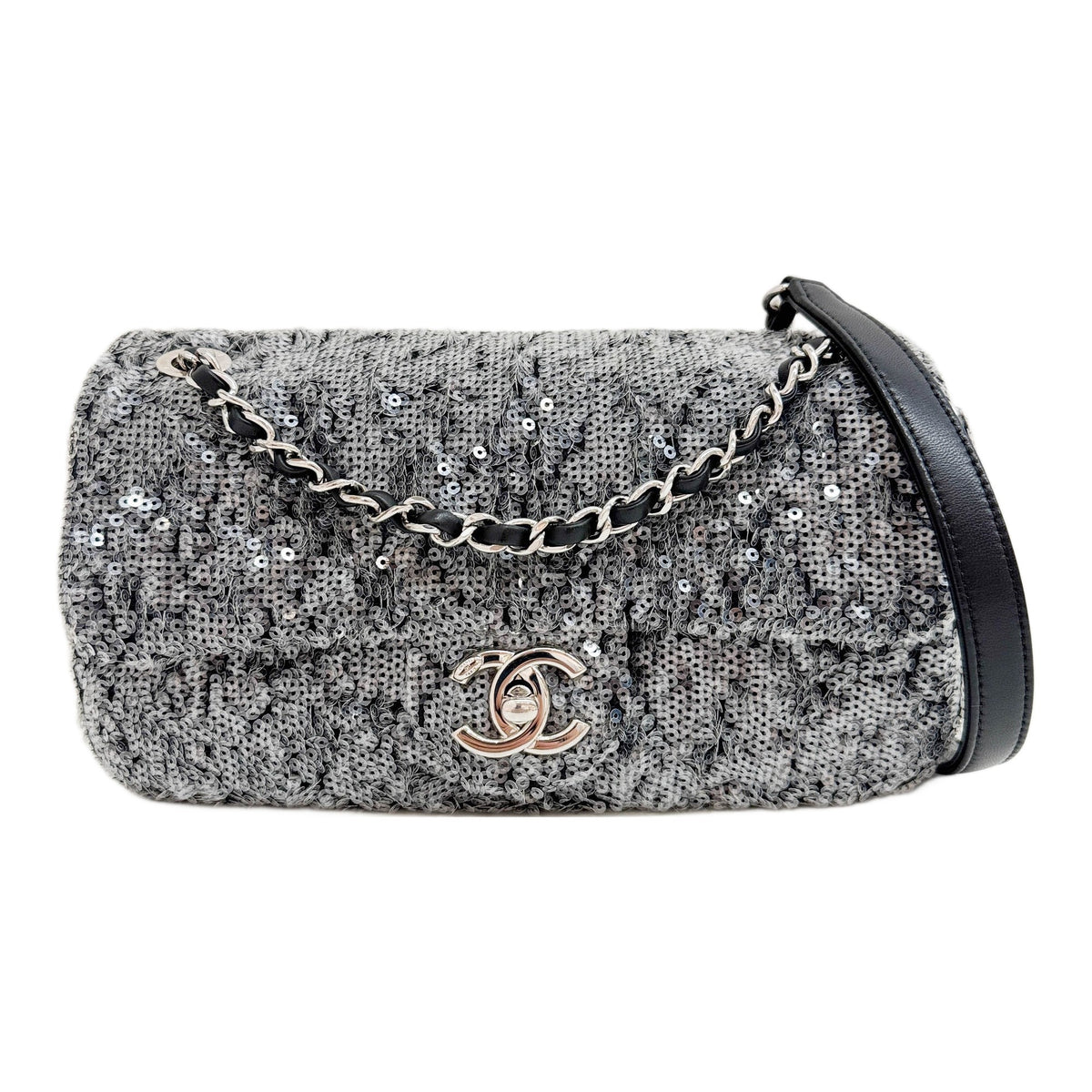 Small Classic Flap 2018 Grey Sequin Shoulder Bag