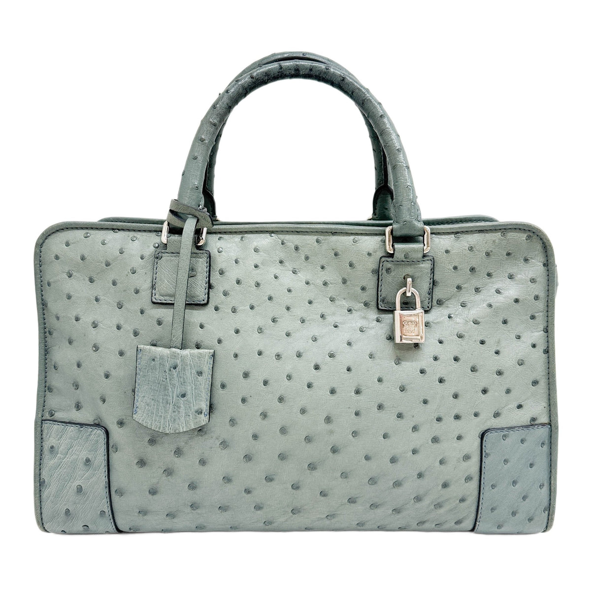 Amazona 36 Green Ostrich Embossed Leather Hand Bag