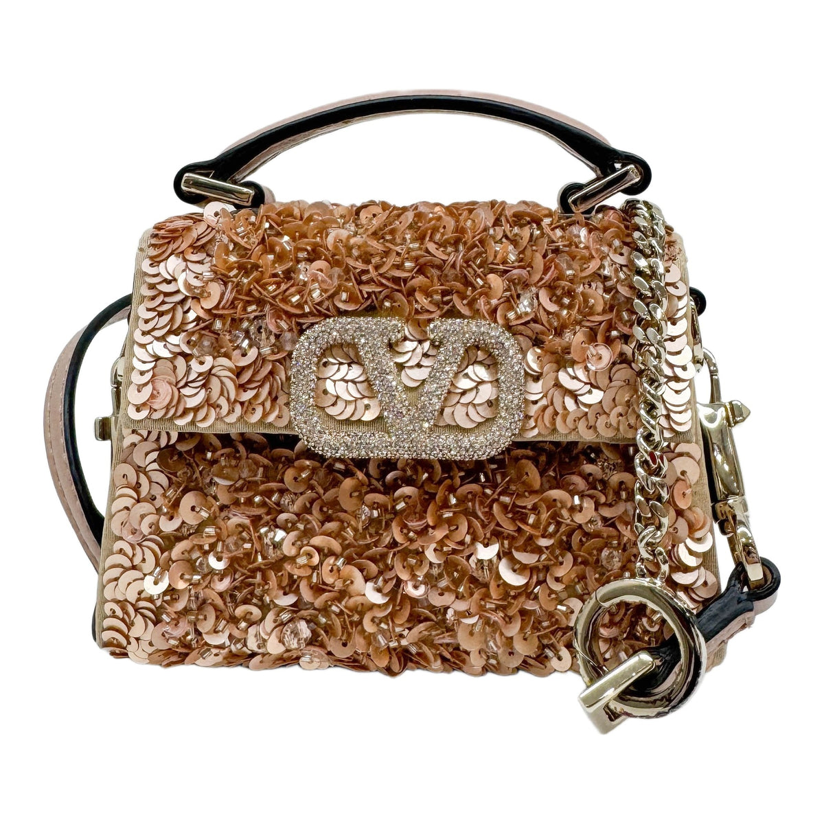 Mini VSling Rose-Gold Sequin Two Way Bag
