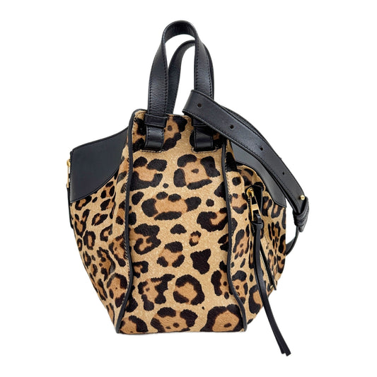Small Hammock Brown Leopard Print Pony Hair Two Way Bag