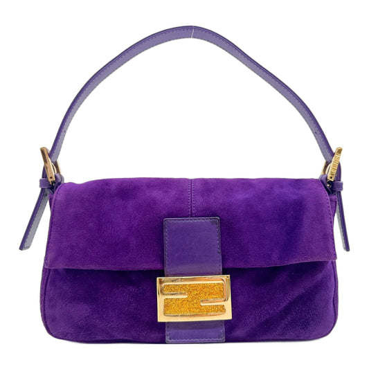 Baguette Purple Suede Shoulder Bag