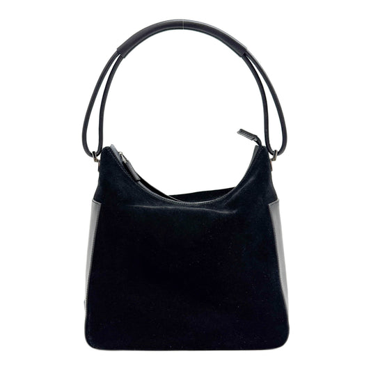 Leather Trim Black Suede Shoulder Bag