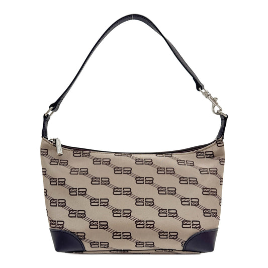 BB Leather Trim Brown Monogram Canvas Shoulder Bag