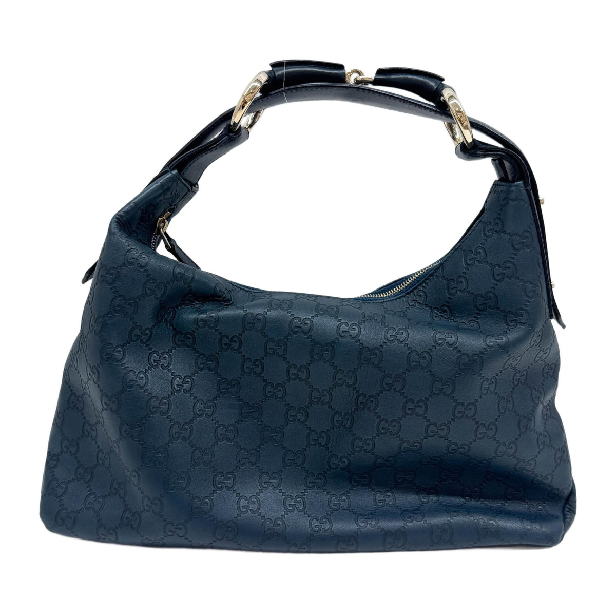 Horsebit Dark Blue Guccissima Hobo Leather Shoulder Bag