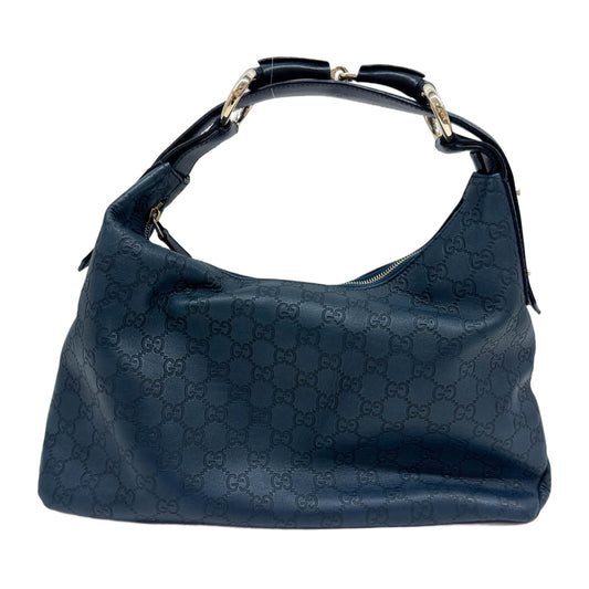 Horsebit Dark Blue Guccissima Hobo Leather Shoulder Bag
