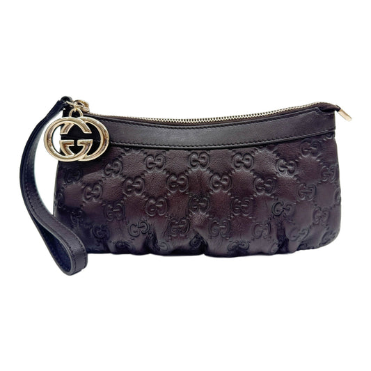 Britt Guccissima Brown Leather Wristlet Pouch