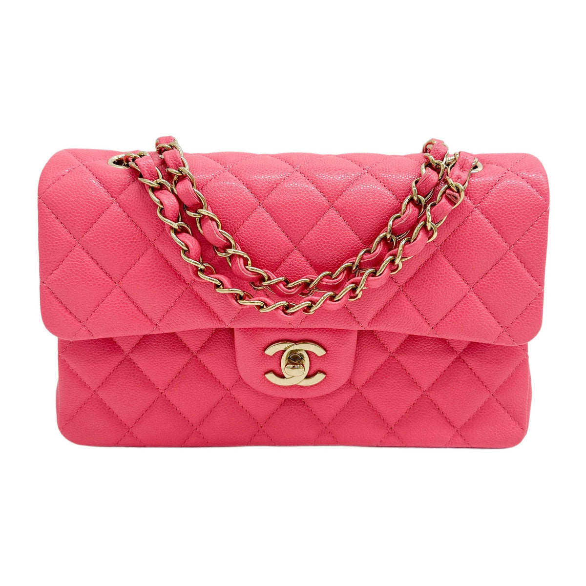 Small Classic Double Flap 2021-2026 Matelasse Bubblegum Pink Leather Shoulder Bag