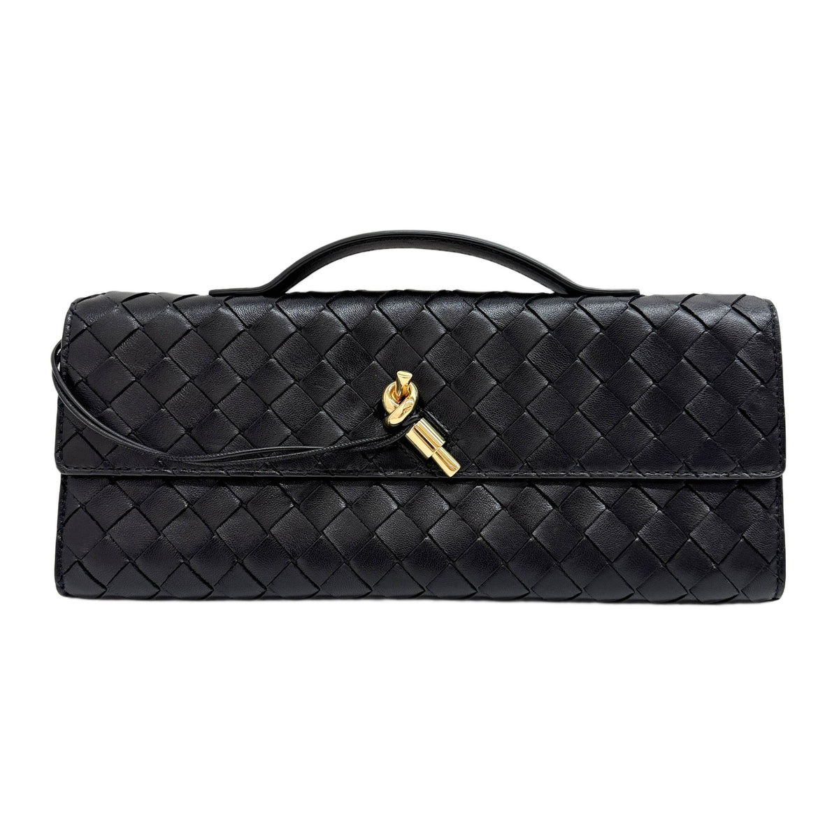 Andiamo Intrecciato Black Leather Clutch Bag