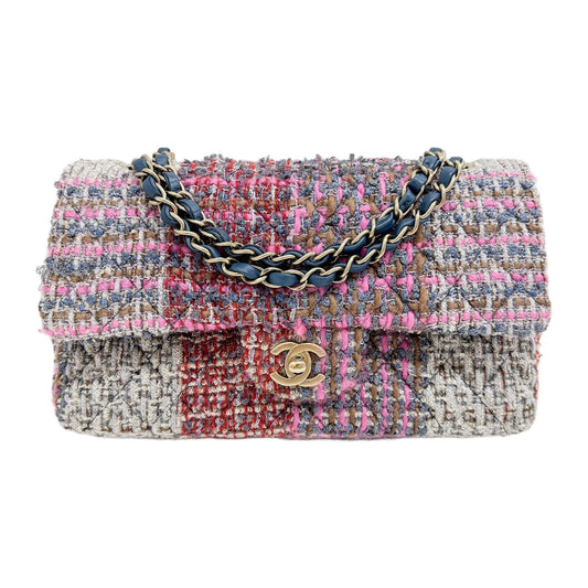 Double Flap 2014 Multicolor Tweed Matelasse Chain Shoulder Bag