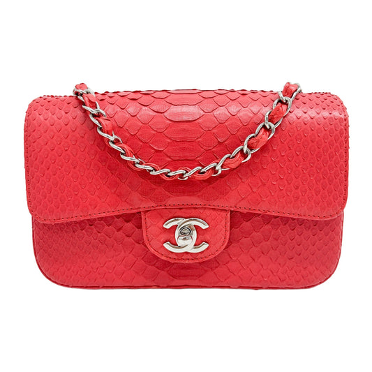 Classic Flap Red Python 2018 Silver Fitting Shoulder Bag