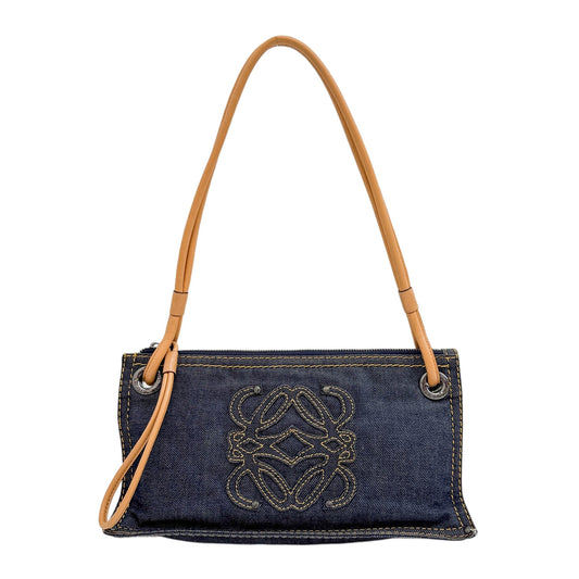 Anagram Denim Orange Leather Shoulder Bag