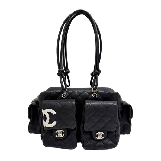 Cambon Black Leather Shoulder Bag