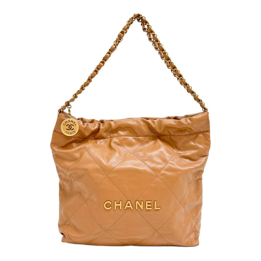 Chanel 22 2021-2026 Camel Beige Leather Shoulder Bag