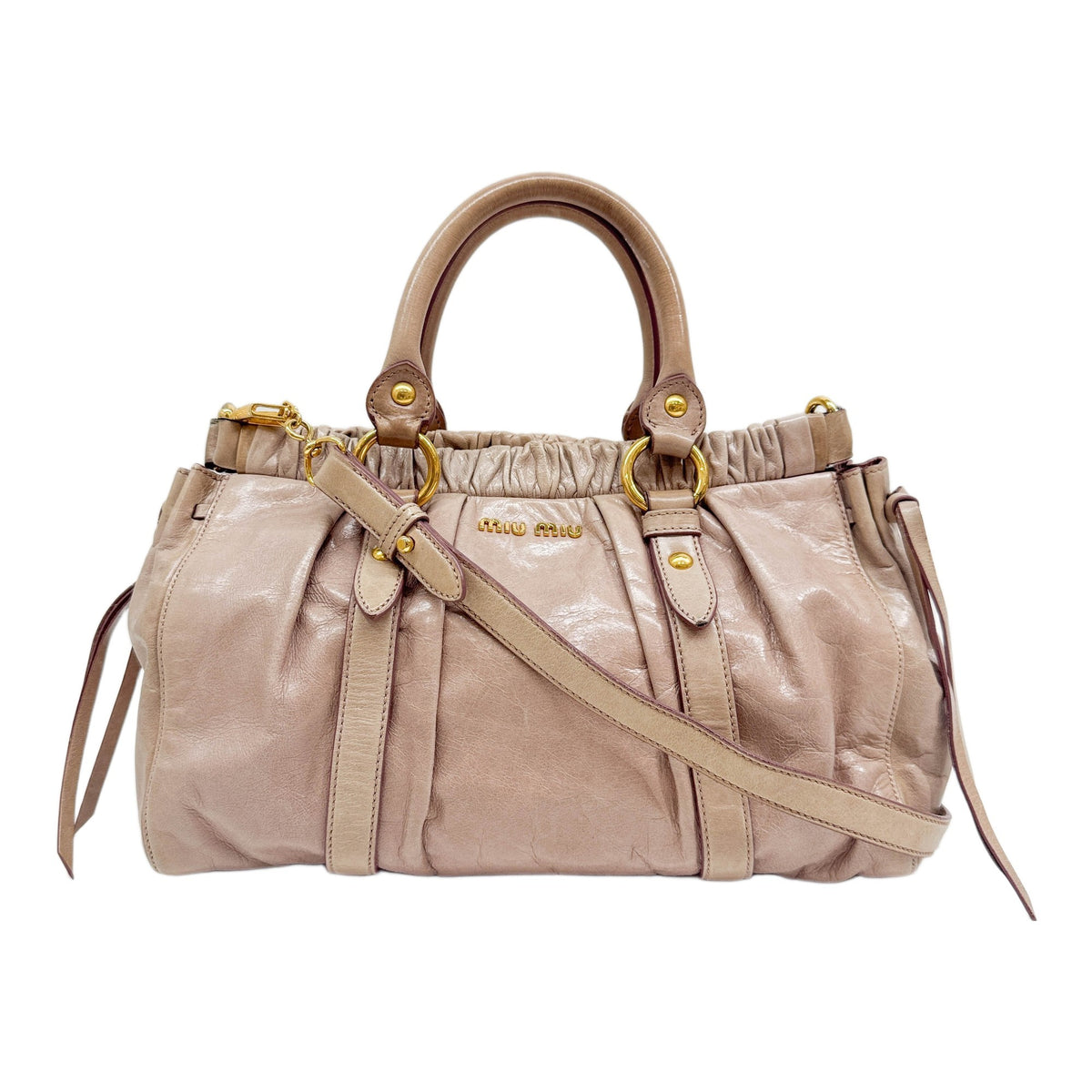 Vitello Beige Leather Two Way Bag